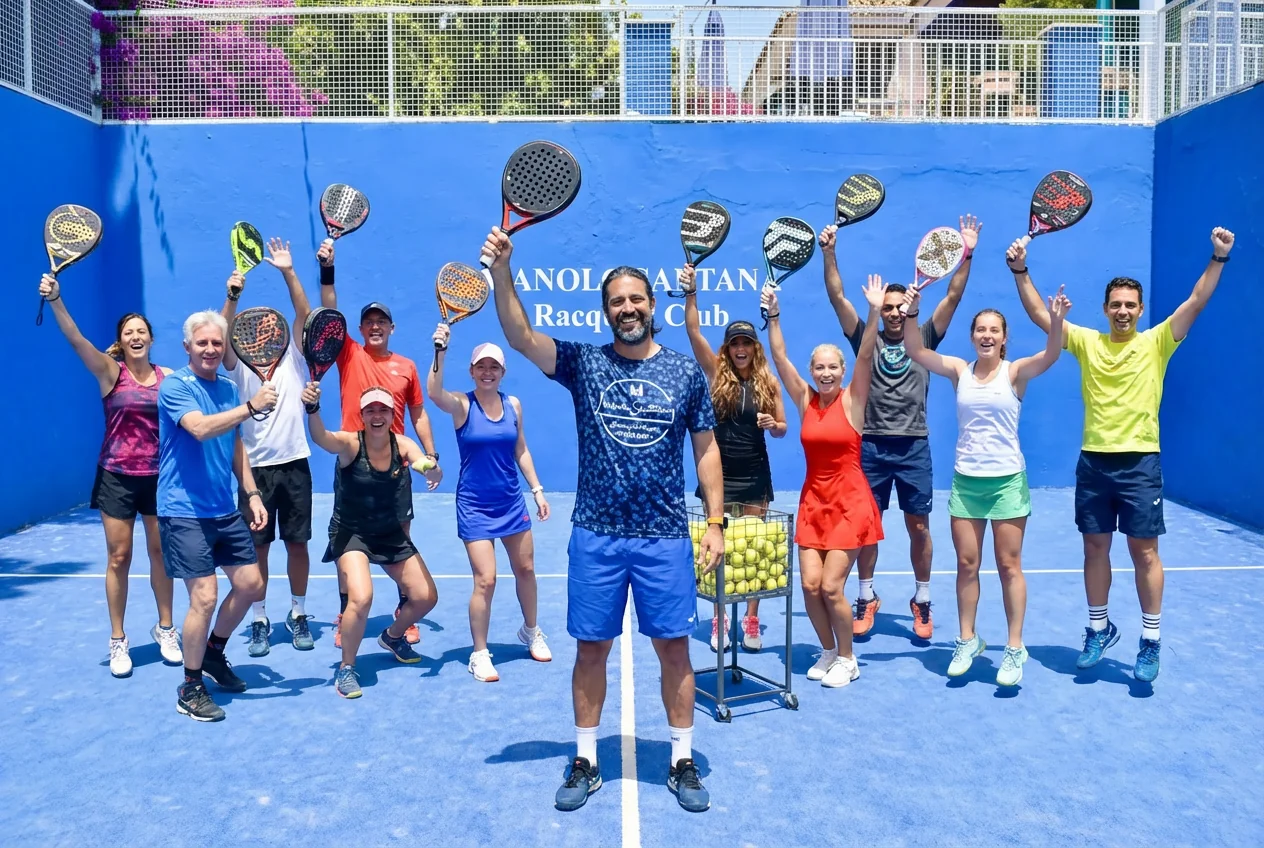 Grupo de alumnos con las palas en alto tras un mix-in